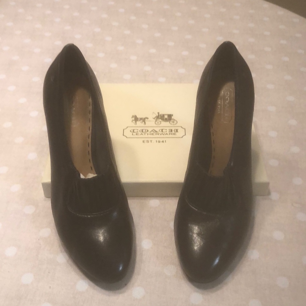 Coach black soft leather ankle boots